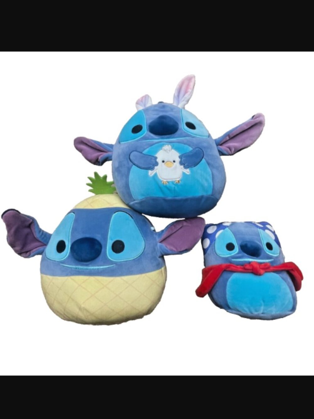 Lot of 3 Squishmallows Jazwares Plush 7" & 9.5" Stitch - Disney Stuffed animals